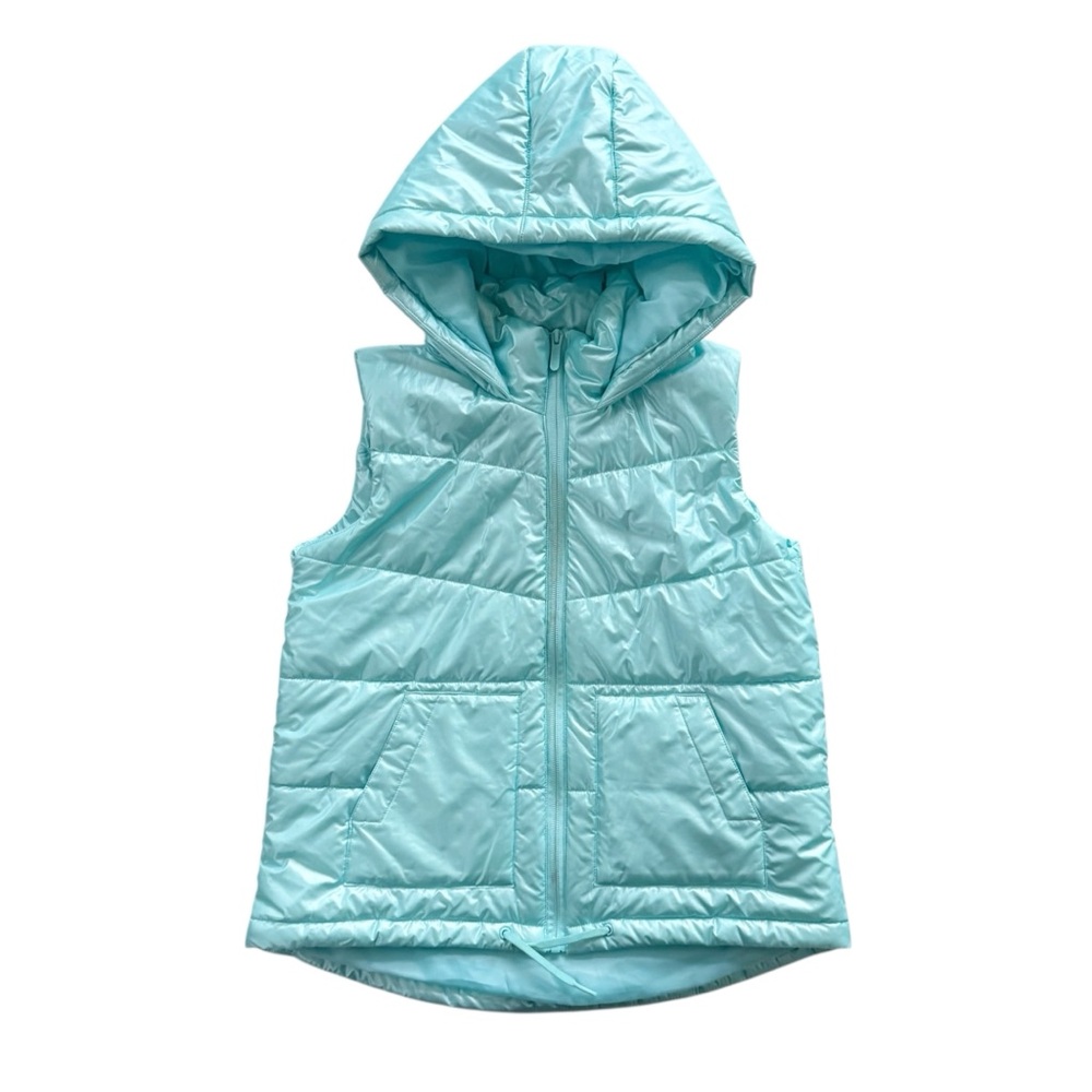 Zella Girl Shimmery Hooded Puffy Vest 10/12